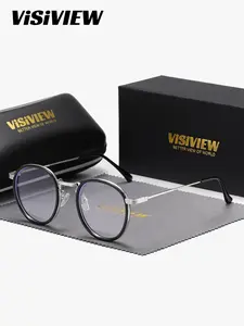 VISIVIEW 1 Piece Unisex Full Frame Plano Glasses，Anti Blue Light Round Plano Glasses ,Lightweight Frames, Urban Style, Trendy Casual Eyeglasses