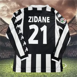 99-00 Juventus Home 21 Zidane Long Short Sleeve Jersey Vintage