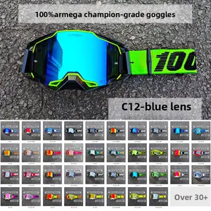 Quick Release Off-Road Motorcycle Helmet Goggles Outdoor Racing Tactical Windproof Visor Extension C1-blue Lenses