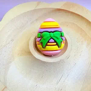 Easter Egg Stripes n Bow 3D Silicone Focal (1 pc) 1A