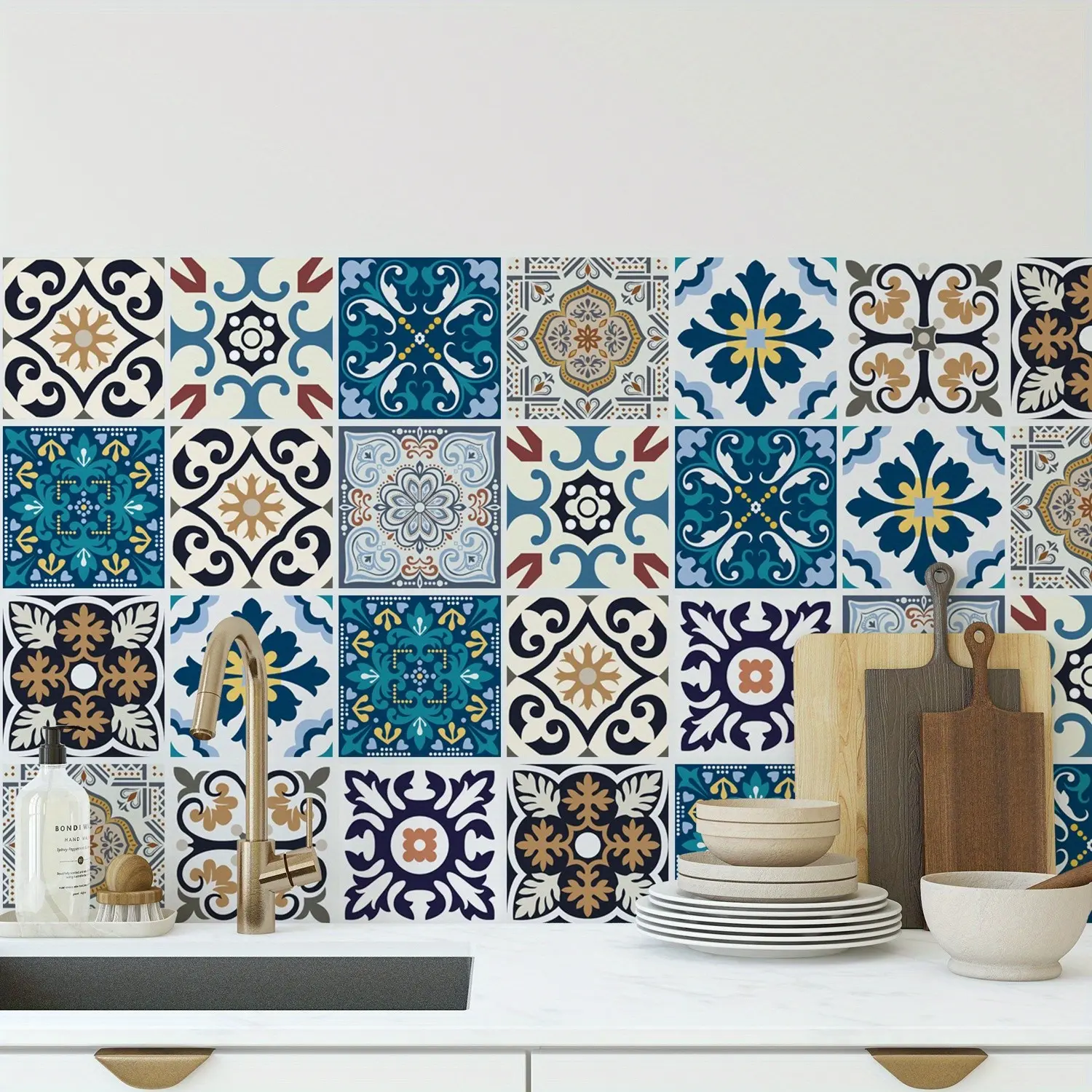 30pcs 4x4 inch stickers mixed for walls Kitchen bathroom Stair decals Peel and Stick DIY wall stickers Tile Stickers Stair Riser Decals