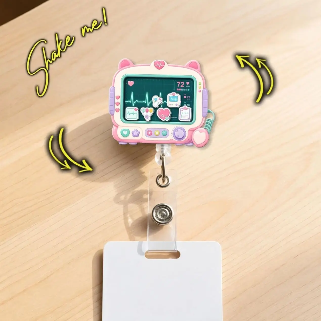 Heart Monitor EKG Shaker Badge Reel – Nurse Graduation Gift, ICU Respiratory Therapist Badge Reel  WZ6