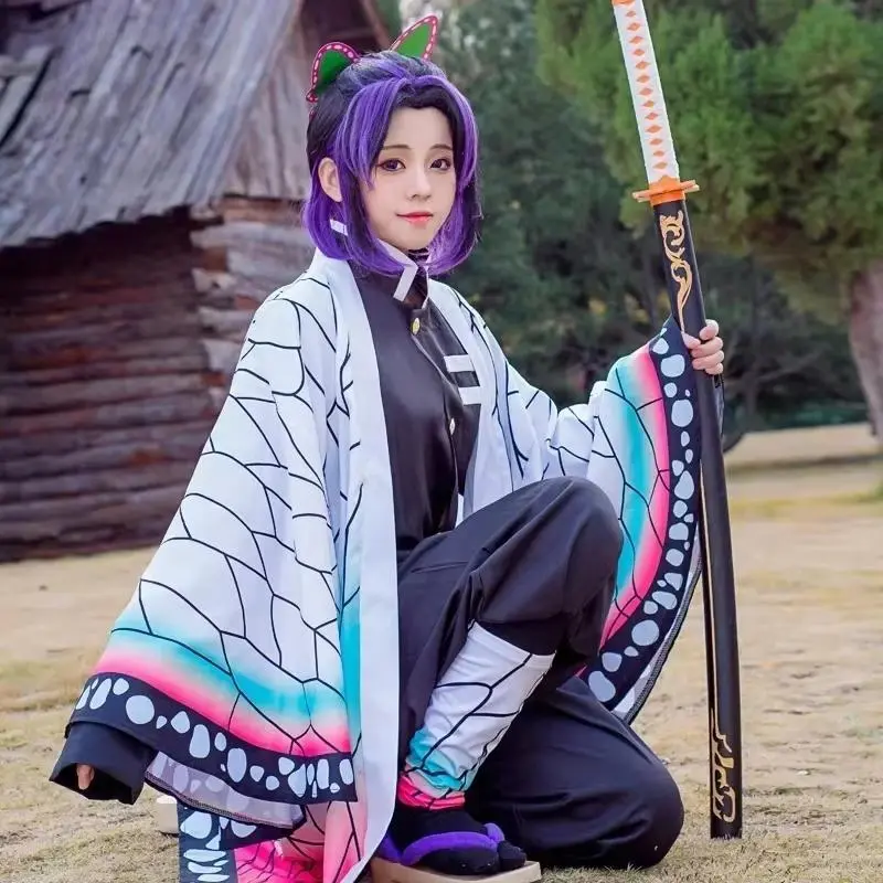 Women's Demon Slayer Kochou Kanae Cosplay Costume - Adult Kimetsu-No-Yaiba Halloween Outfit with Wig, Accessories, Women's Clothes, DIY Specialty Cosplay Supply