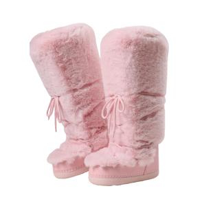 EROCALL Faux Fur Boots for Women knee-high snow boots Furry Water Resistant Snow Boots for Women - Anti-Slip with Cotton Sponge Lined Rubber Sole