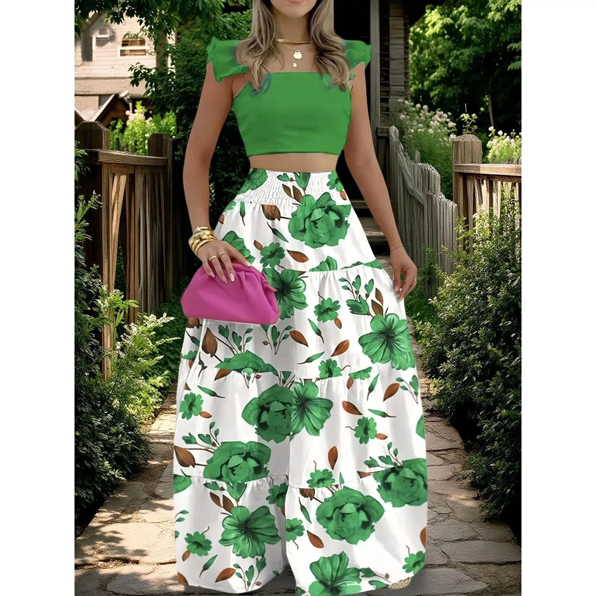 Printed Green Floral