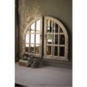 Set Of 2 Arched Window Mirrors 40" X 31.5"T