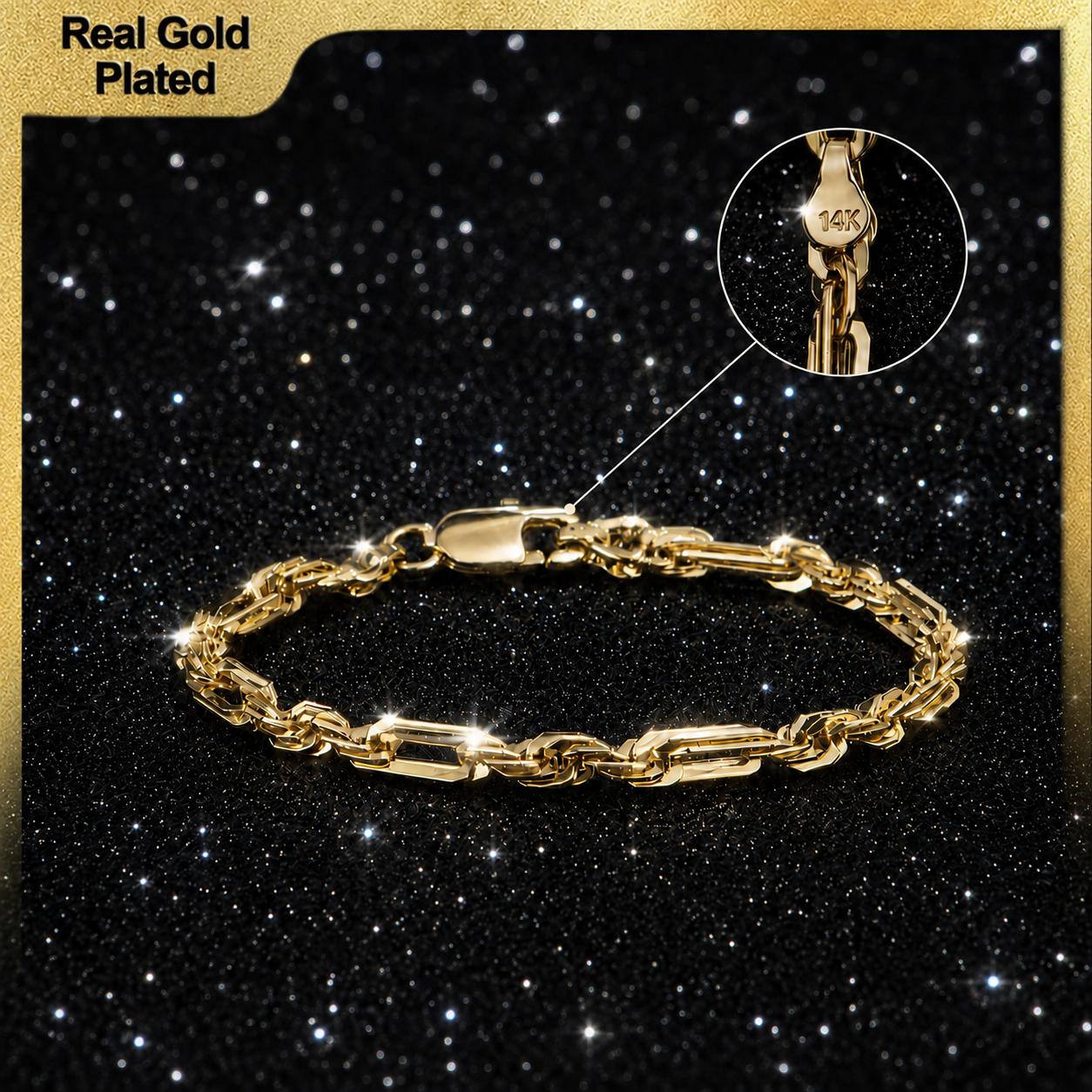 Holylegend 14K Real Gold-Plated Milano Rope Chain Bracelet, 14K Gold Plated Diamond Cut Rope, Simple Twist Link Bracelet,Hip Hop Jewelry, Classic Rope Link Bracelet, Gift Ready,Father's Day Gift Holylegend 14K Real Gold-Plated Milano Rope Chain Bracelet, 14K Gold Plated Diamond Cut Rope, Simple Twist Link Bracelet,Hip Hop Jewelry, Classic Rope Link Bracelet, Gift Ready,Father's Day Gift