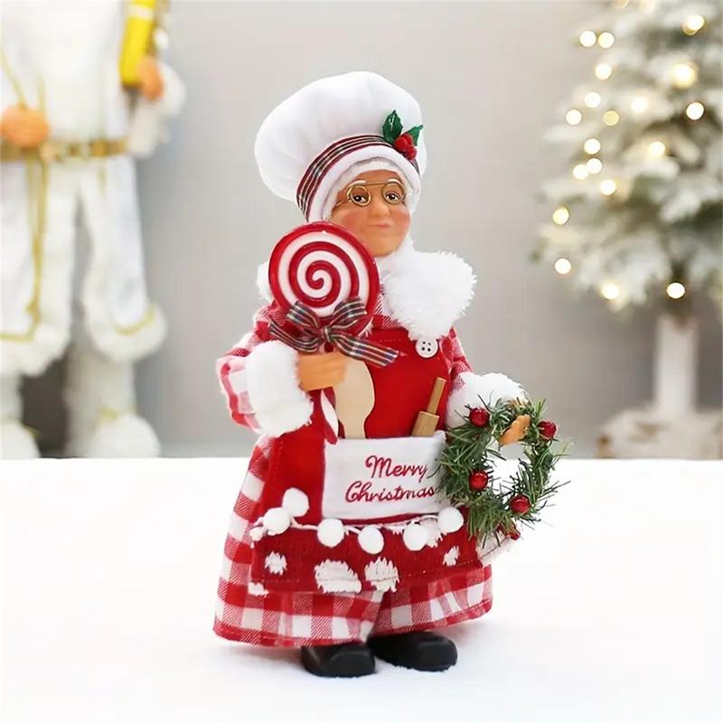 Festive Christmas Chef Grandparents Nutcracker Decoration Ornaments Decor, 12 Inch Santa & 11 Inch Old Chef Figurines, Holiday Table Display