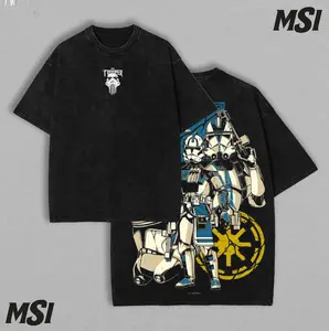 Imperial Stormtrooper Oversized Graphic T-Shirt - Vintage Acid Wash Streetwear Tee - Heavyweight Premium Cotton Retro Anime Style Shirt - Perfect Gift for Galactic Empire Fans