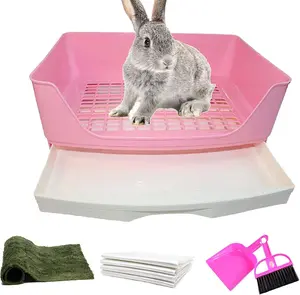 Large  Litter Box Corner Toilet Box Bigger Pan Pet Potty Trainer with Drawer for Adult Bunny Guinea Pig Chinchilla Ferret Galesaur Hedgehog Small ()