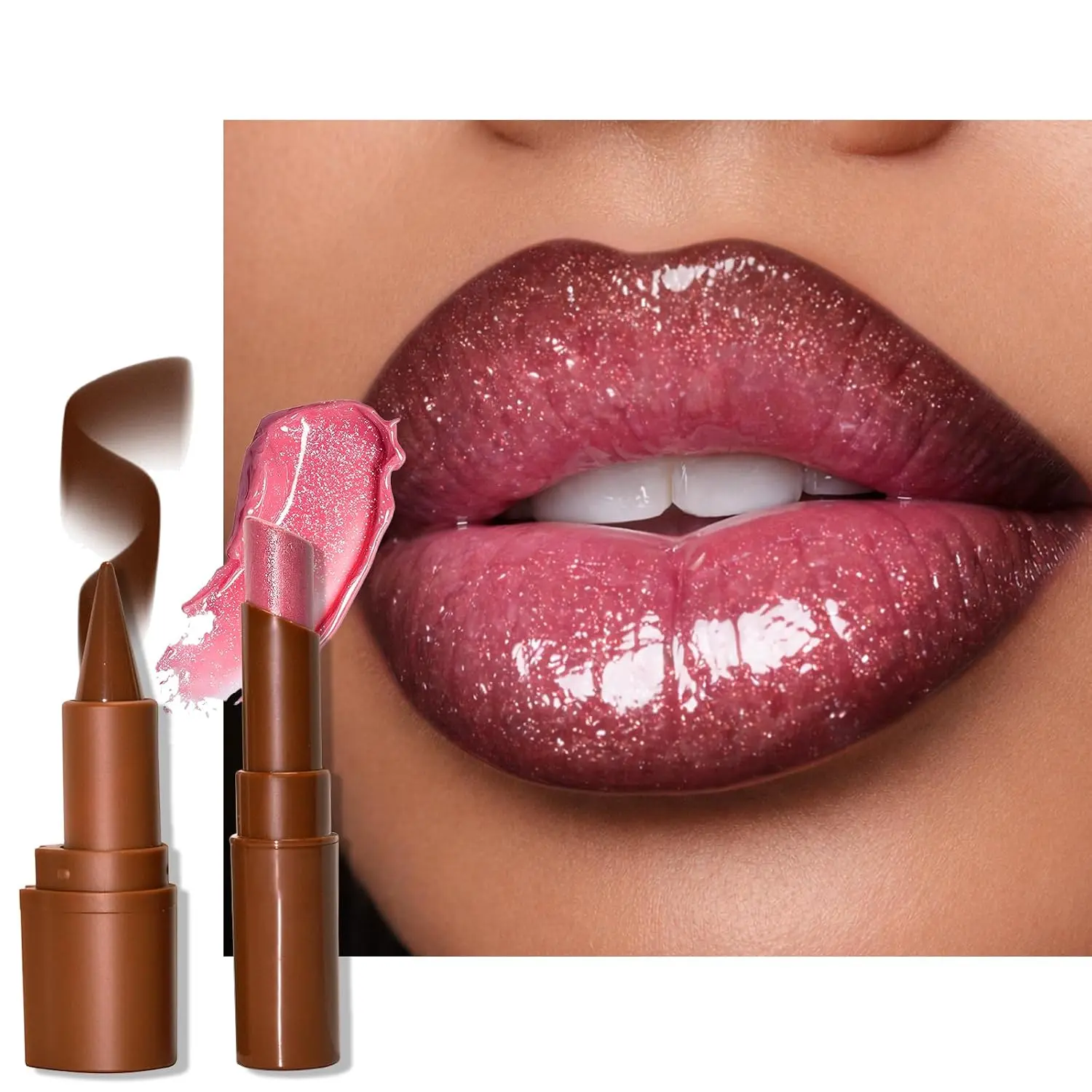 Darkme Lip Combo Set, Creamy Blendable Lip Contour Liner & High‑Shine Shimmery Jelly Lipstick, Non‑Greasy Long‑Lasting Lip Makeup