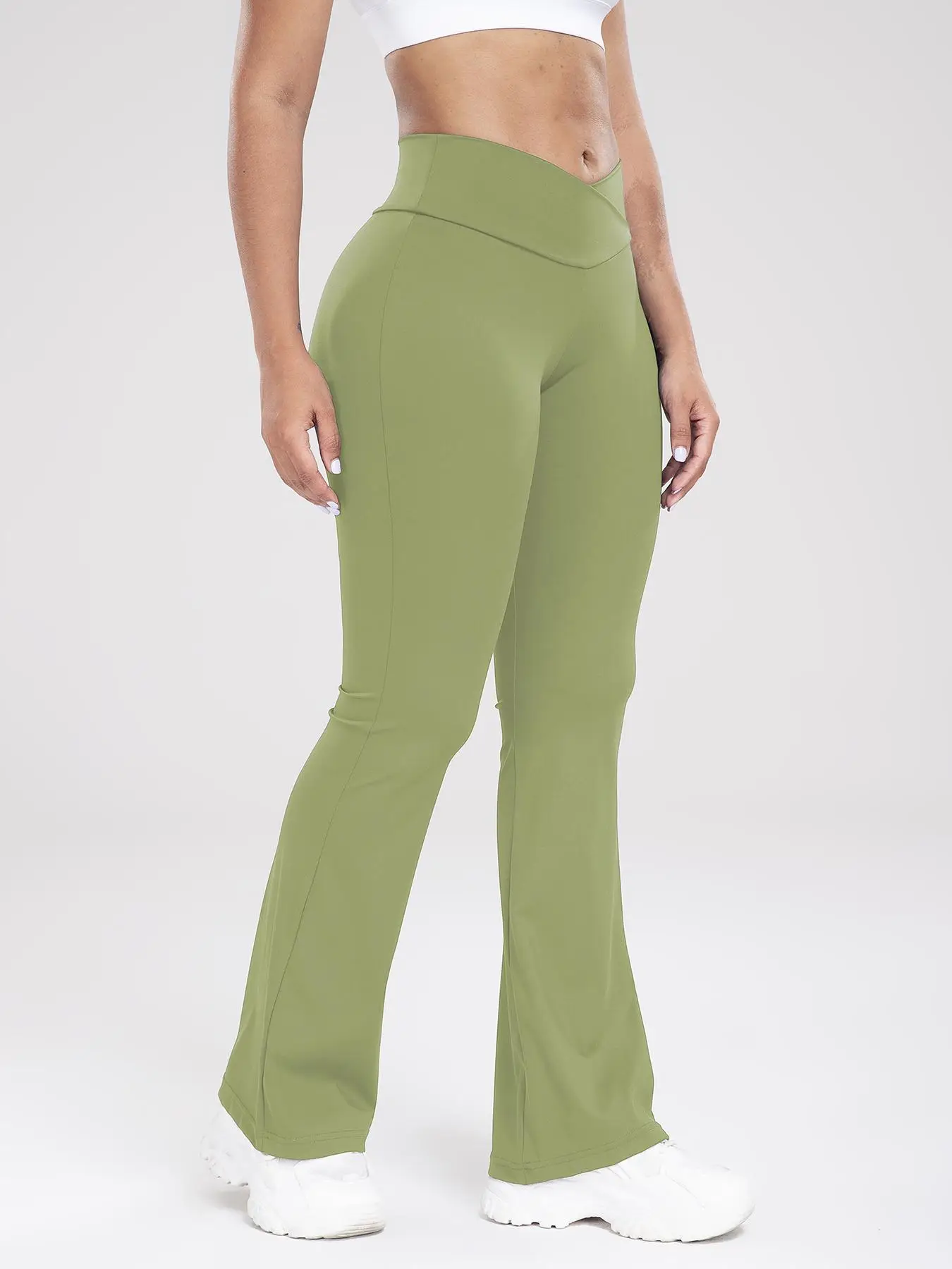 Women's Plain High Waist Sports Leggings, Leggings for Women, Wrap Flare Leg Pants, High Stretch Seamless Yoga Leggings, Back To School Outfits, Ladie