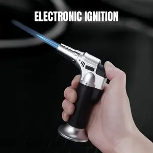 Refillable Kitchen Cooking Torch, 360° Rotation, Blowtorch with Safety Lock and Adjustable Flame, Multi-Scene Suitable for Dessert Caramel Pudding Grilling Baking Camping (Butane Not Included)