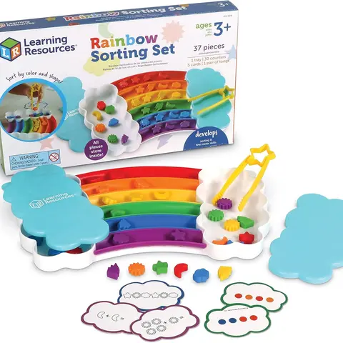 Learning Resources Rainbow Sorting Set , fine motor, sorting, patterning & addition skills, Toddler Educational Toys, sensory tray