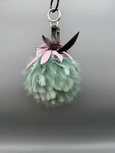 Pre-owned FENDI Fur Bag Accessories Pineapple Fox Pom Bag Charm Large Size