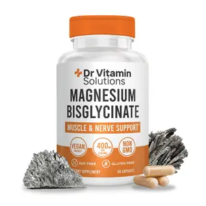 Dr. Vitamin Solutions Magnesium Bisglycinate Chelate – 400 mg High Absorption | Muscle & Nerve Support | Vegan, Non-GMO, Gluten-Free, Soy-Free | 60 Capsules