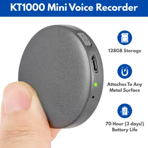 Knight 128GB Voice Activated Recorder + Digital Voice Recorder, Compact Audio Recorder, Audio Recording Device, Grabadora de Audio Digital, Gray