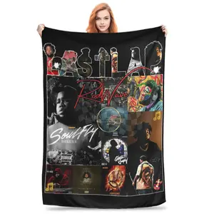 Rod Wave Rapper Flannel Throw Blanket, Soft Lightweight Blanket for Bedroom Sofa Travel and Music Fan Gift office