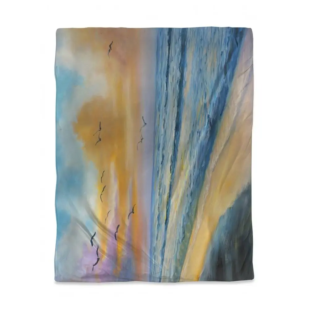 Begin Home Decor 3817-HWCT-CO61 Exotic Blue Coastal Twin Size Duvet Cover - Breathtaking Tropical Sunset