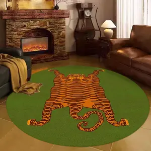 Tiger Pattern Round Floor Mat, Non-slip Soft Floor Carpet, Decorative Area Rug for Home Living Room Bedroom, Home Decor