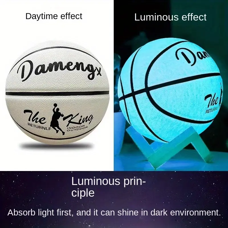 Luminous Soft PU Leather Basketball for Adults, Wear-Resistant, Non-Slip Sports Ball for Indoor & Outdoor Play, Home Gym Workouts