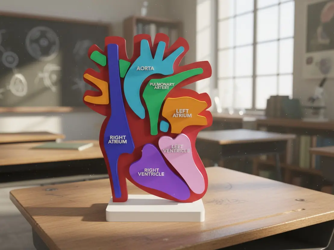 Human Heart Educational Display Model with Stand - Parts of Heart