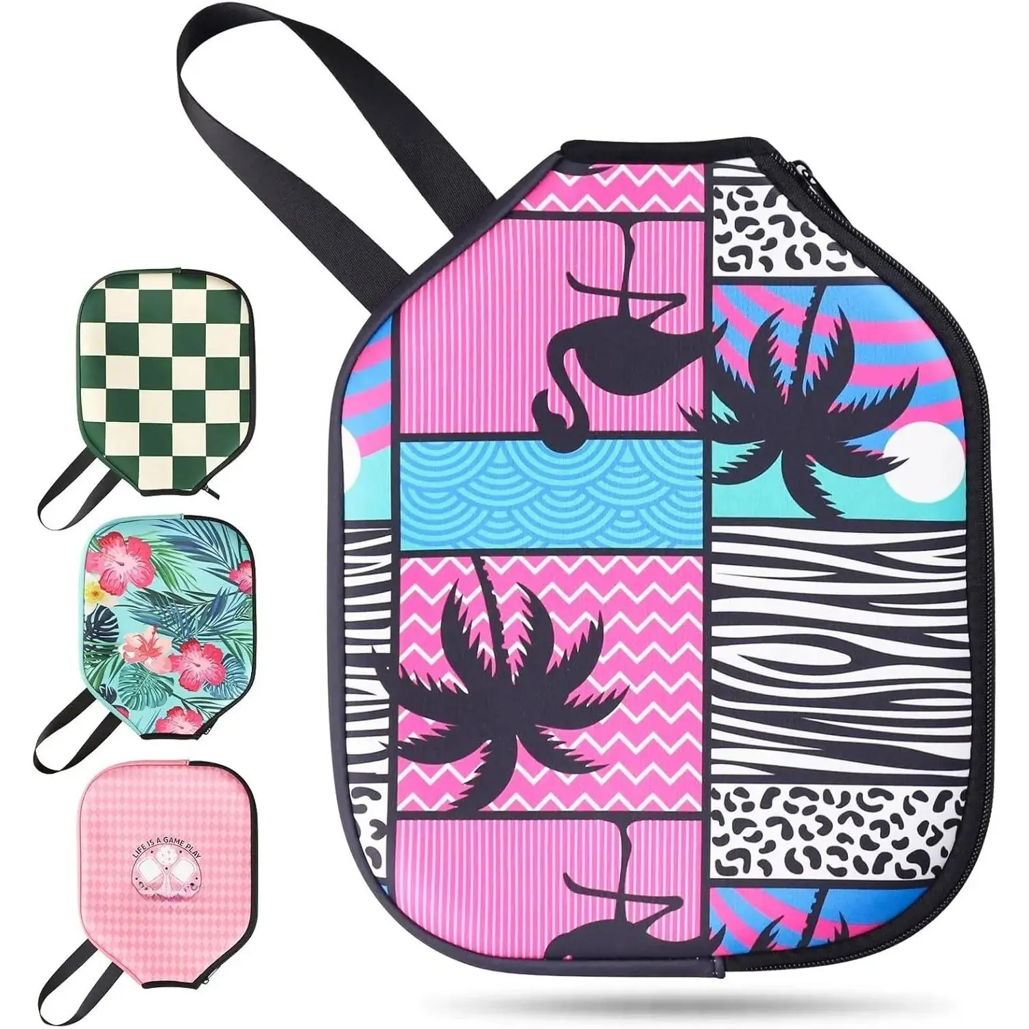 Neoprene Pickleball Paddle Cover with Zipper, 11.8"x9.05" Soft Durable Accessories, Fits Standard & Elongated Paddles (1Pc or 2Pcs Options), Fits Standard And Elongated Paddles, Paddle Accessories