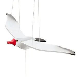 Wooden Flying Seagull Decorative Hanging Mobile Nautical Bird Ornament for Nursery Room Patio Balcony Wedding Party(14")