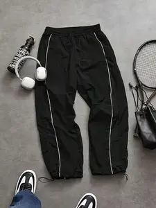 Men's Casual Sporty Long Pants, Lightweight Breathable, Drawstring Waist, Elastic Ankles, Loose Fit, Ideal for Gym, Hiking, Street Style