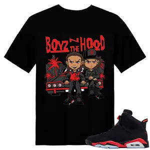 Unisex T-shirt To Match Sneakers Jordan 6 Reverse Infrared - Boondocks-Boyz-N-The-Hood-Parody. 100% Cotton for Casual Wear. Comfortable Summer Unisex T-Shirt to match Jordan Sneaker. Streetwear Style. urban outfitters