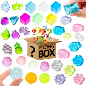 10 random Mystery Boxes Mini Squeeze Toys Blind Box - Squishy Fidget Toys with Simulated Cat Paw / Mini Fish / Steamed Buns / Ice Cubes / Fruits, Surprise Gift for Christmas Halloween Birthday Party