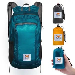 DryFoxCo Packable Backpack 16L 4oz - Water Resistant, Eco-Friendly, Adjustable Mesh Straps, For Hiking, Camping, Travel, Beach, Carry-on Bag, Packs small