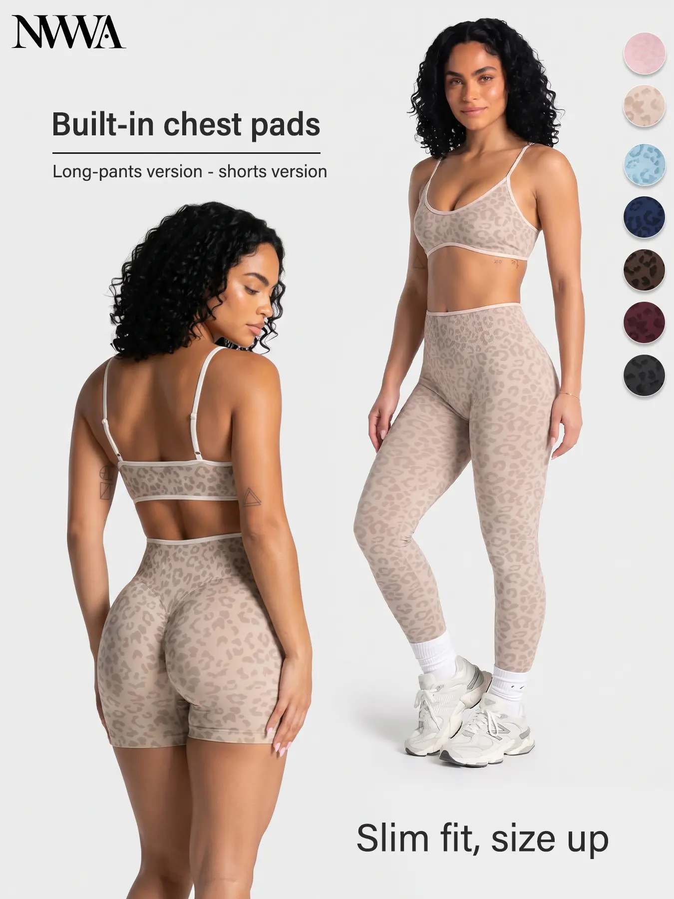 Women's 2-Piece Quick Dry Stylish Wear Set - Leopard Bra & Above-the-Knee Biker Shorts, Contrasting Colors, Seamless Thin Straps, Matching Summer Gym Outfit, Women's Clothing
