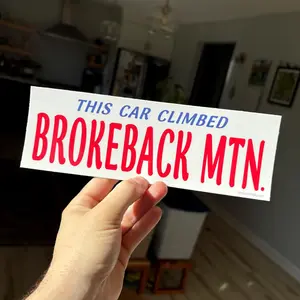 This Car Climbed Brokeback Mountain – Funny Gay Pride Bumper Sticker or Magnet