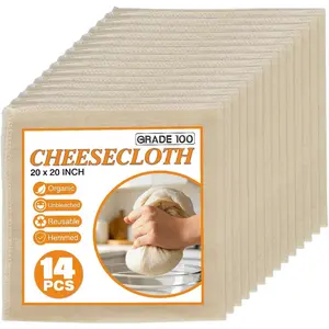 14 Pack Cheese Cloths, 20x20 Inch Cheesecloth Hemmed Edge Unbleached Fine Fabric, Reusable Grade 100 Cotton Muslin Cloth for Turkey, Butter, Cooking, Straining, Cheese Making, Juicing, Baking: Home & Kitchen