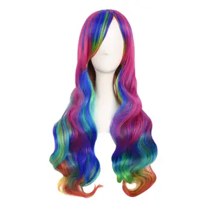 28 Inch/70cm Beautiful Long Wavy Harajuku Style Cosplay Wig (Rainbow Color)