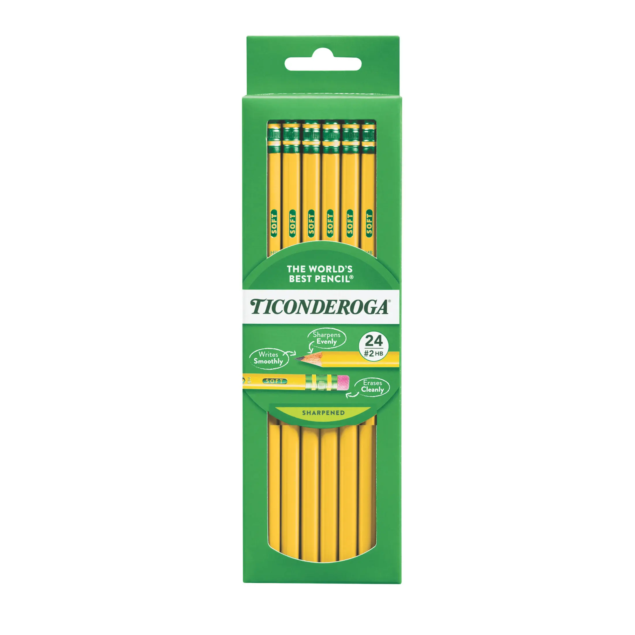 Ticonderoga Premium Wood Pencils, Sharpened #2 HB, Yellow, 24 Count, Pencil Lead Size .03