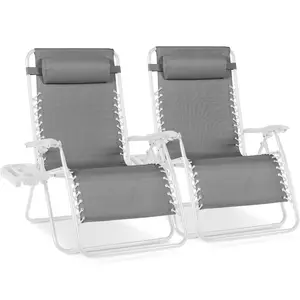 Best Choice Products Set of 2 Extra Wide Zero Gravity Lounge Chair Recliners w/ Cup Holder