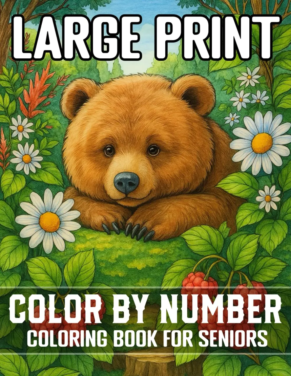 Large Print Color By Number Coloring Book For Seniors: 100 Easy and Relaxing Color By Number Pages Featuring Birds, Flowers, Nature