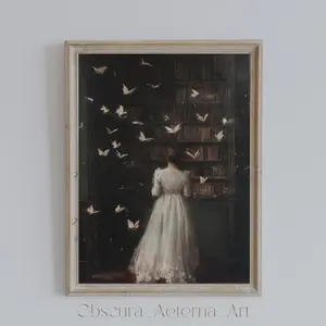 Enchanted Library | Dark Academia Art Print, Moody Aesthetic Decor, Book Lover Unframed  , Gothic Wall Art
