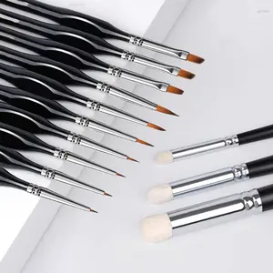 3/6/7/10Pcs Micro Detail Drybrush Paint Brush Set Wood Handle for Miniature Painting Enamel DND Warhammer 40K Fantasy Figurines Art Projects