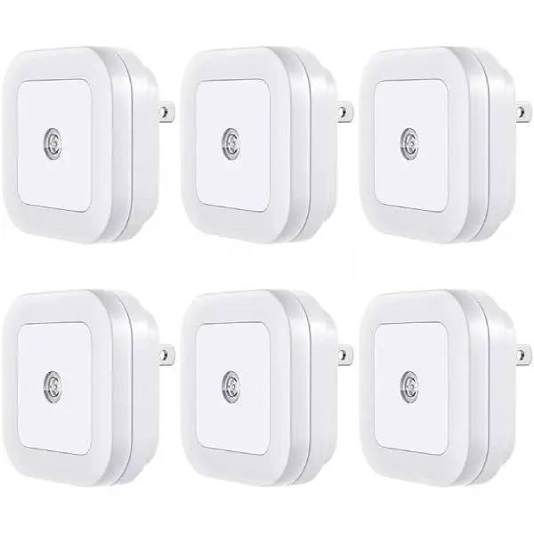 6 sets of "Dusk to Dawn" LED night lights, plug-in wall-mounted automatic switch-type night lights, suitable for bedrooms, bathrooms, corridors and kitchens (lighting system that turns on automatically based on light sensor)