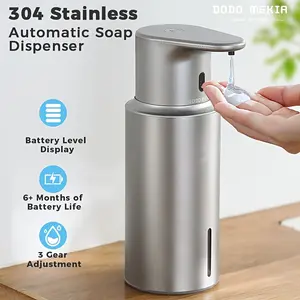 Automatic Sensor Soap Dispenser, Stainless Steel Rechargeable Liquid Dispenser, Infrared Sensor Hand Bottle, Adjustable Height Levels, 16.23oz Large Capacity, Rechargeable Wall-Mounted Bathroom Liquid Dispenser Suitable for Kitchen And Bathroom