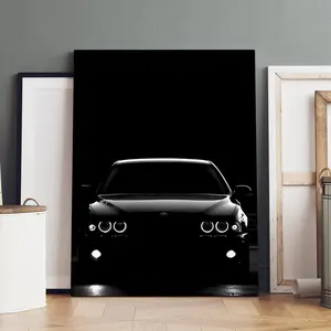 1 Count Wooden Framed Canvas, Car Light and Shadow Poster, Modern Art, Fashion Poster, Living Room Bedroom Decoration, Hallway Office Mural, Kitchen, Home Poster, Ideal Gift, High Definition, Waterproof, Artwork, Hanging Wall Art