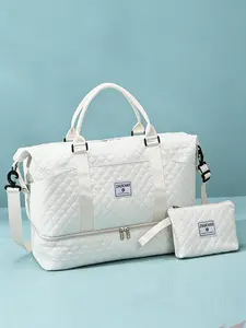 2026 New Fashion Versatile Casual Plaid Travel Bag Set, Yoga Sports Bag, Large Capacity Airplane Gym Bag Luggage Storage Bag