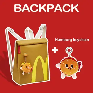 Funny Cute McDonald's Backpack Starbucks Shoulder Bag KFC Canvas Book Bag School Personalized Student Backpack  for Women Teen Birthday Gift