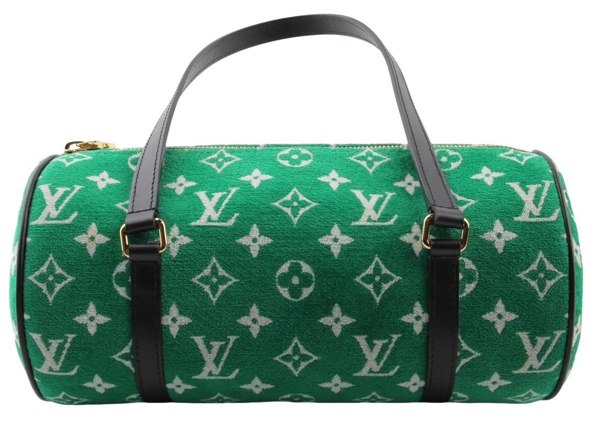 Pre-owned Louis Vuitton Jacquard Velvet Top Handle Bags Green Velvet Papillon