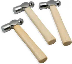 Mini Wooden Handle Round Head Hand Hammer,3 PCS Reinforced Ball Hammers,Round Head Wooden Handle,Escape Tool Hand Hammer for Prying Nails,Woodworking,Repairing,DIY