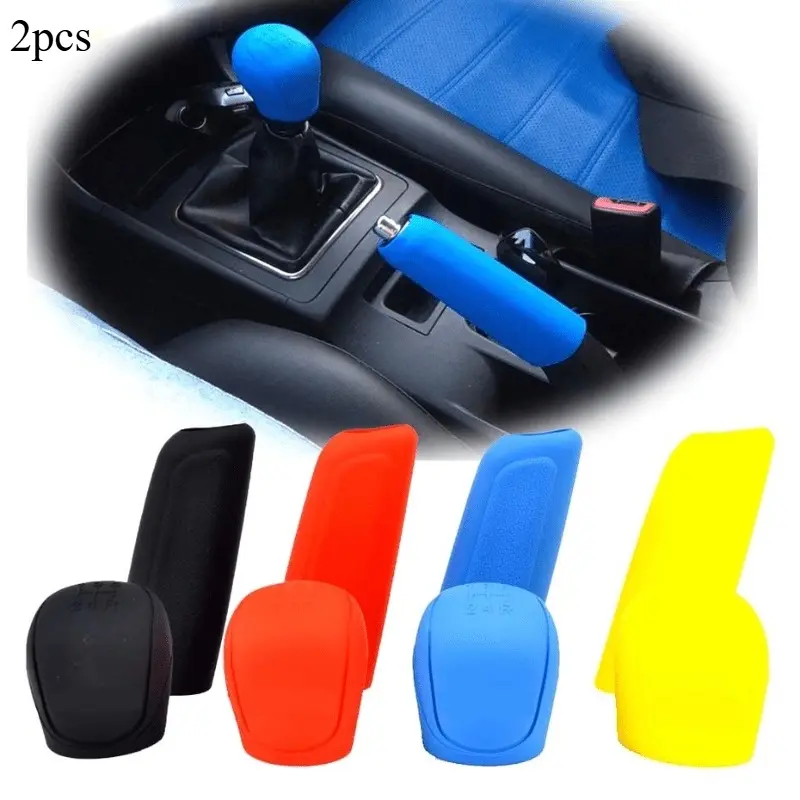 2pcs Silicone Shift Gear Knob Cover, Shift Lever Cover and Handbrake Sleeve - Car Styling Accessories for Protection and Style, Car Interior Kit