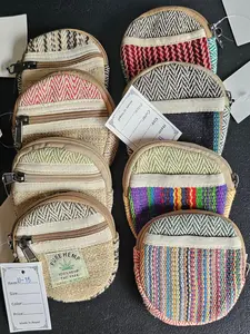 Organic natural hemp eco friendly handmade colorful bohemian wallet coin purse/pouch